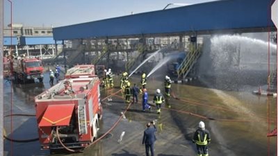 المنطقة الجغرافية البترولية بمسطرد تنفذ تجربة محاكاة مكافحة حريق لقياس مدى جاهزية أطقم الطوارئ