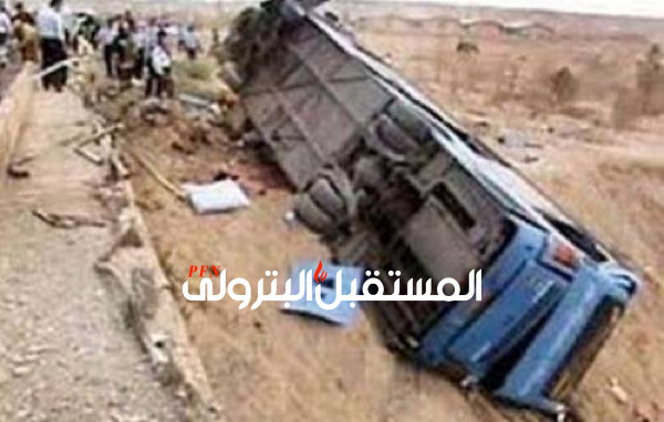 إصابة ٢١ شخصًا في حادث انقلاب أتوبيس على الطريق الدولي بجنوب سيناء